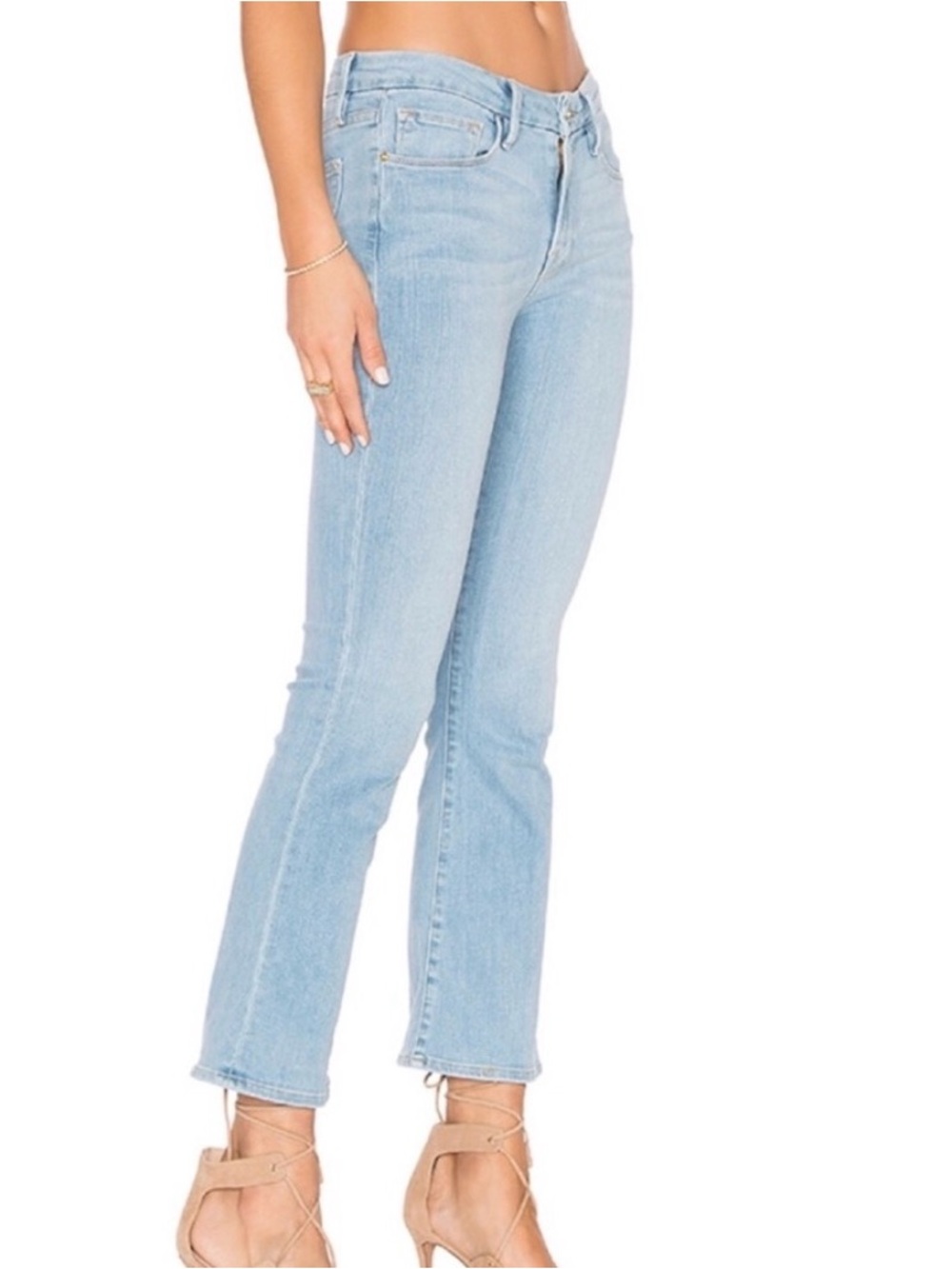 Frame Inez Whiskered Flare Cropped Jeans -light wash denim- sz 30